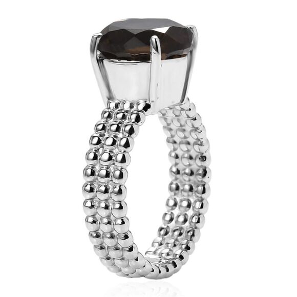 Brazilian 3.50 ctw smoky quartz solitaire ring in stainless steel size 6 - Picture 5 of 9